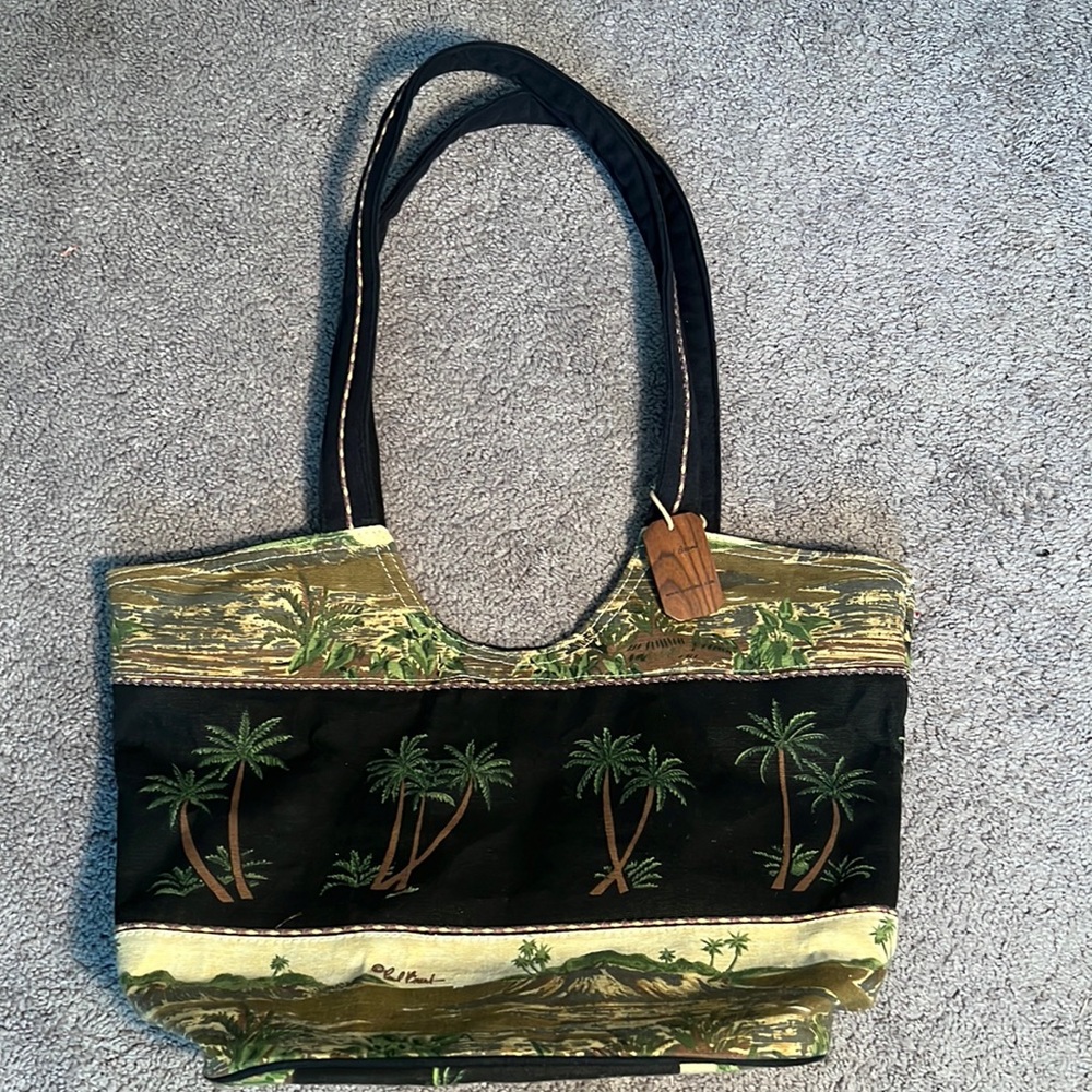 Paul Brent canvas beach bag with palm trees
